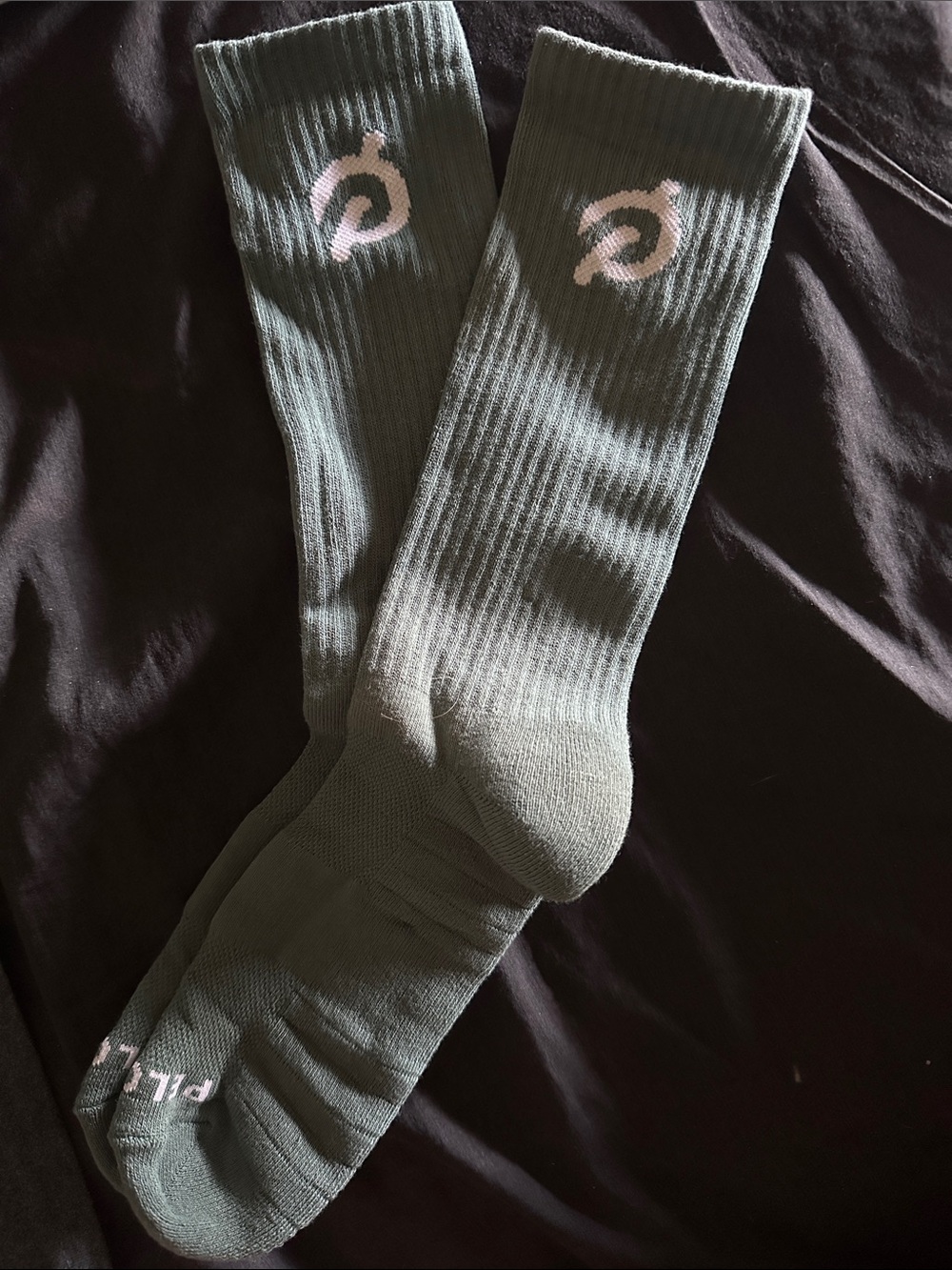 Peloton Sage Green Crew Socks with White Logo